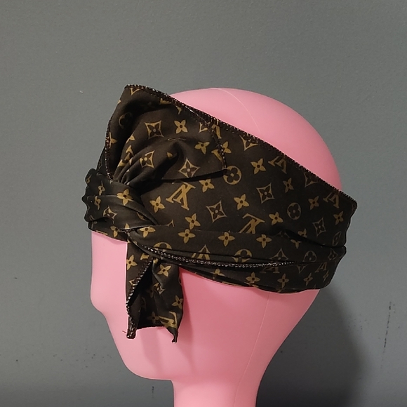 Designer  Brown Hair Tie Headscarf - Picture 8 of 8